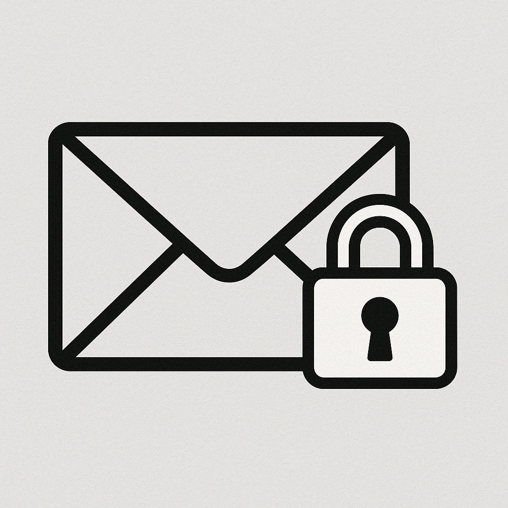 Icône enveloppe et cadenas pour la sécurité des e‑mails